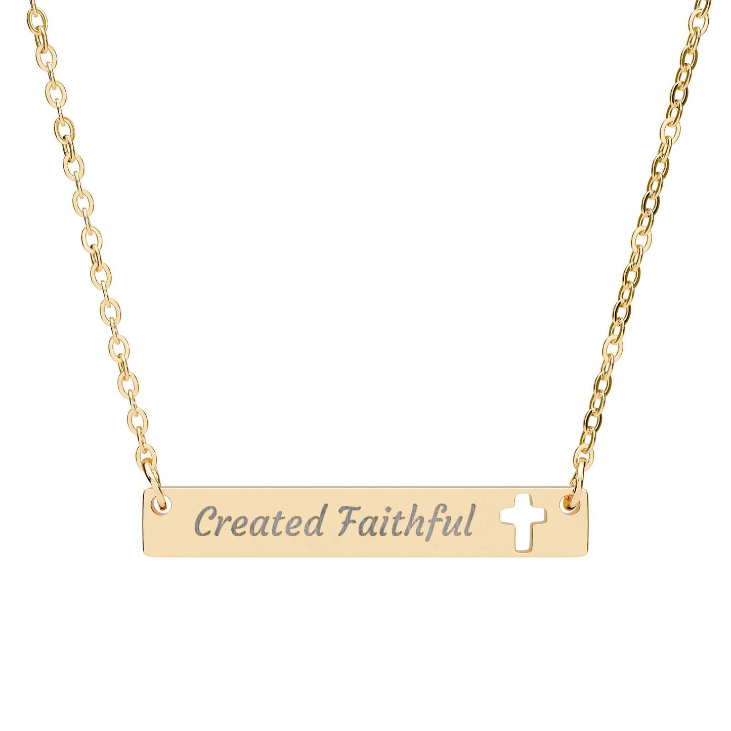 Cross Bar Necklace, Personalized Jewelry, Faith-Inspired Gift, Engraved Pendant, Religious Accessory, Meaningful Keepsake