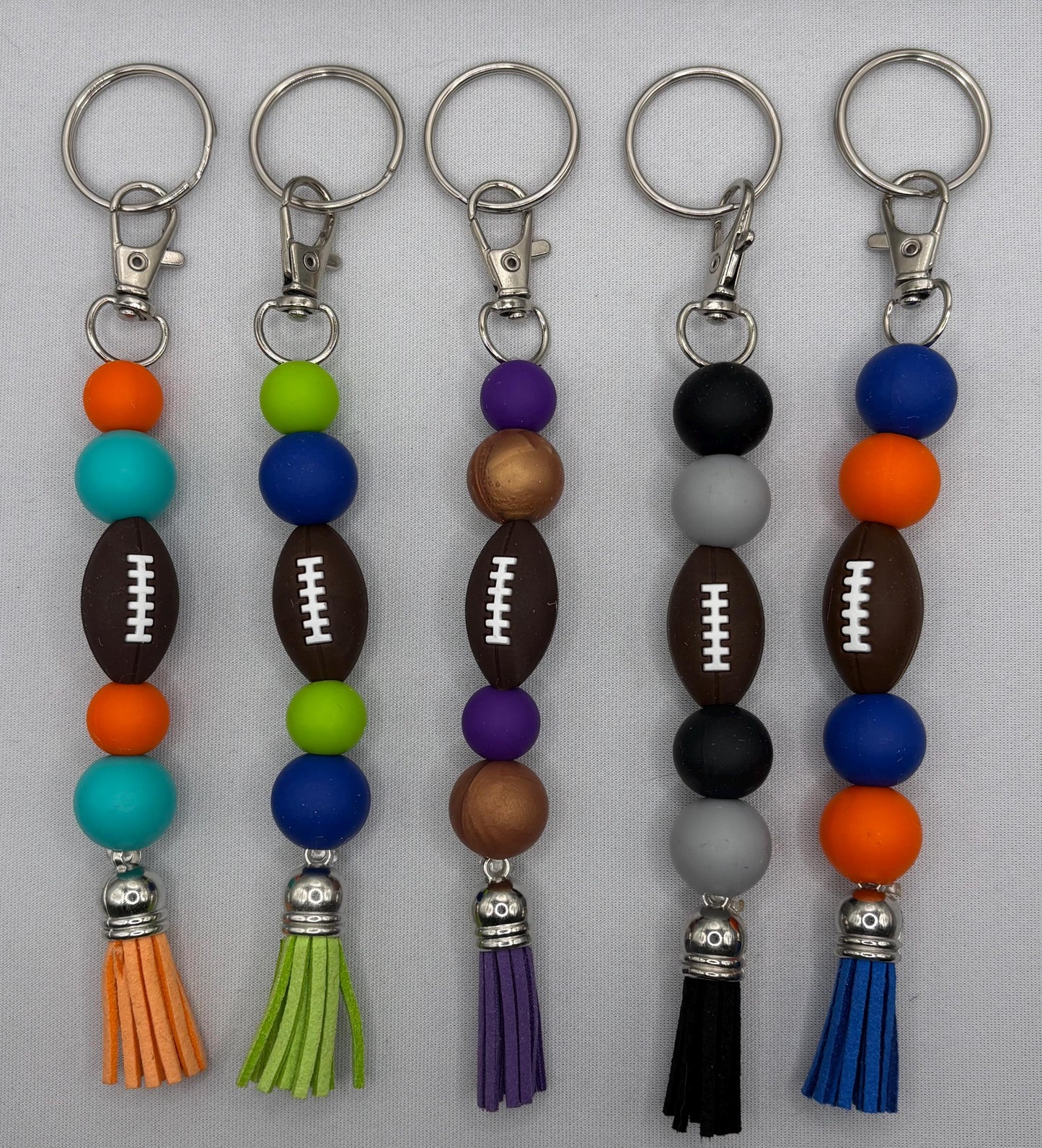 Silicone keychain, Keychain, Stocking Stuffer, Gift, Silicone beads, key holder, purse charm, Football keychain