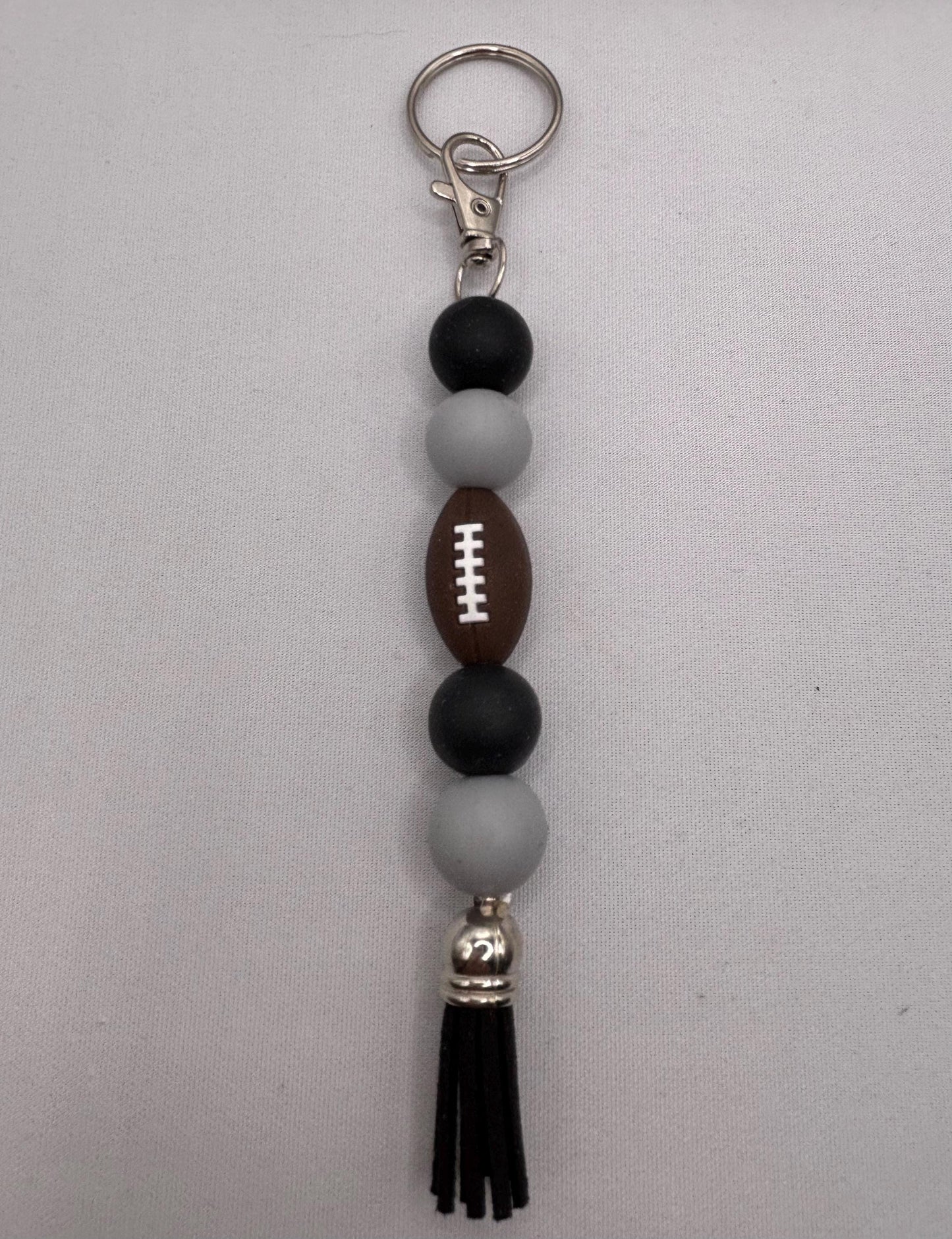 Silicone keychain, Keychain, Stocking Stuffer, Gift, Silicone beads, key holder, purse charm, Football keychain