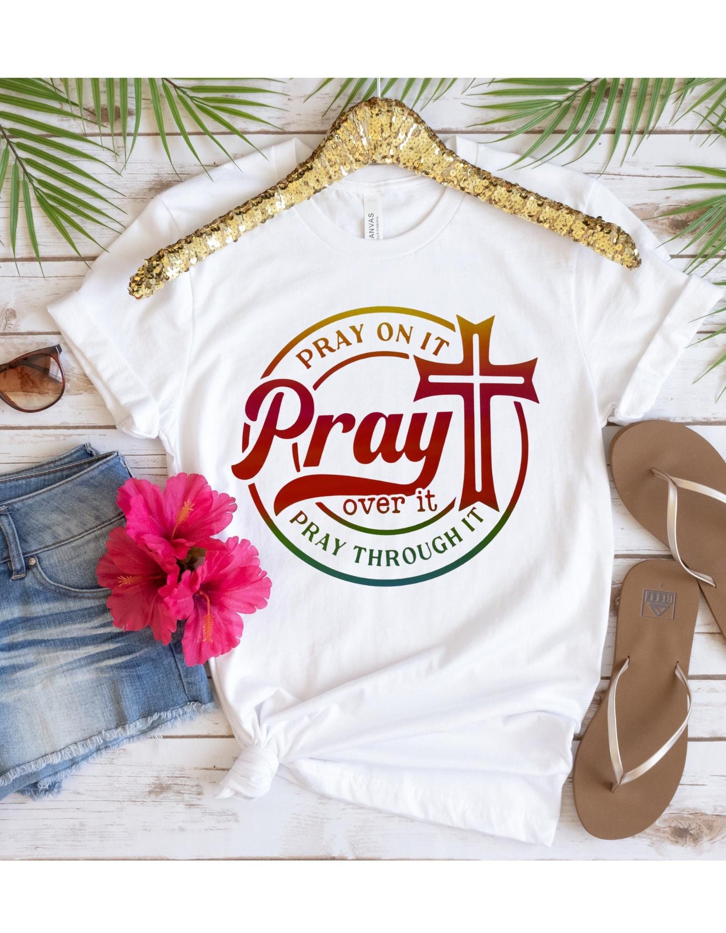 Pray On It T-shirt, Jesus T-shirt, DTF, Christian, Faith, Pray, God, Pray Over It, Religious, Inspirational T-shirt, Heat Transfer