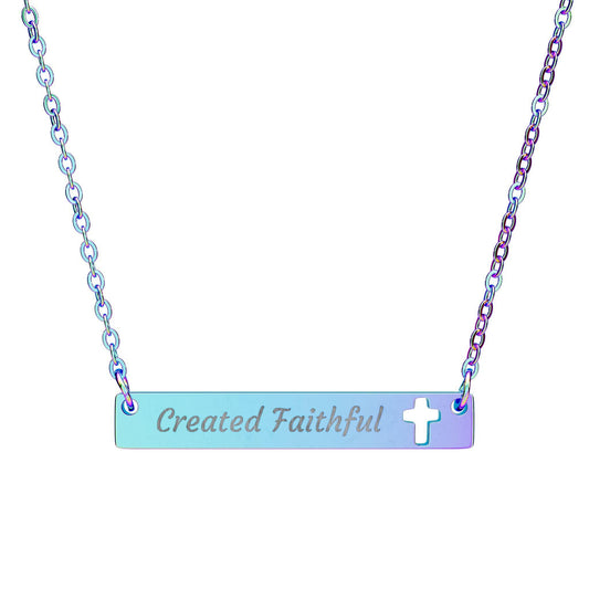Cross Bar Necklace, Personalized Jewelry, Faith-Inspired Gift, Engraved Pendant, Religious Accessory, Meaningful Keepsake