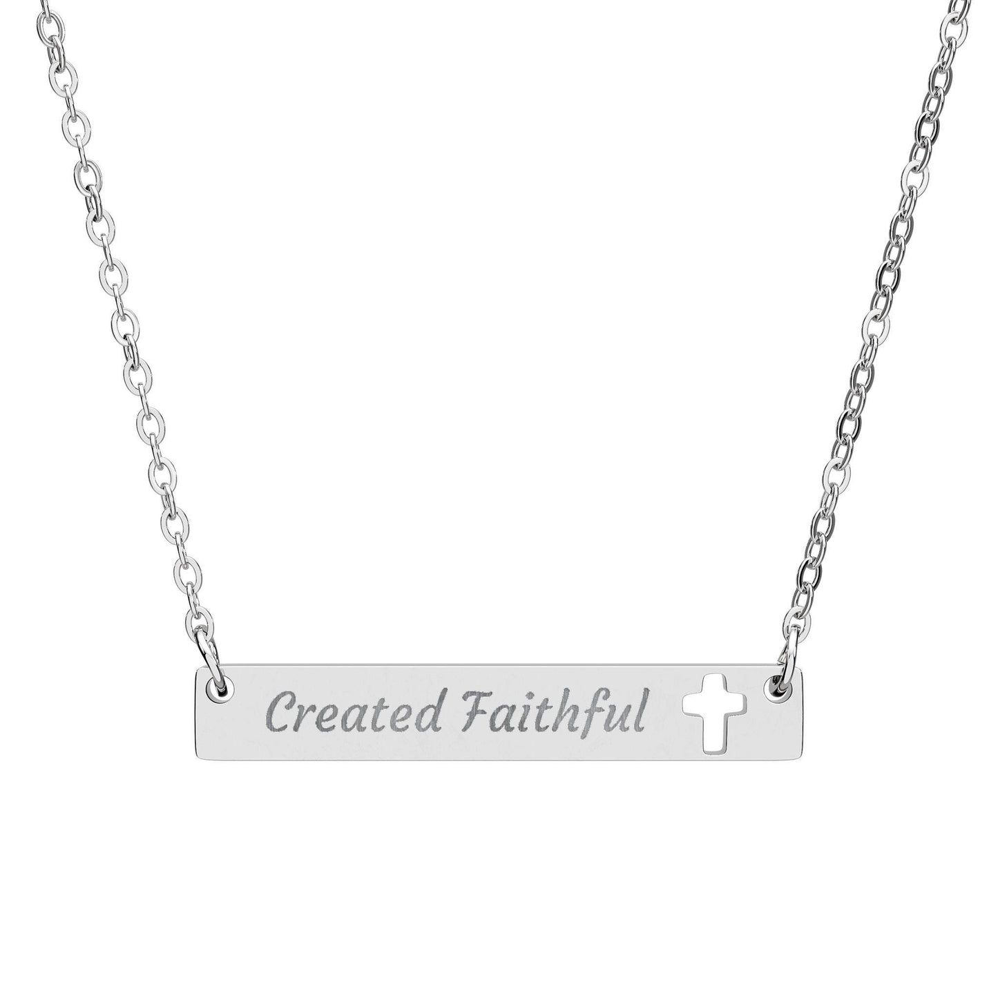Cross Bar Necklace, Personalized Jewelry, Faith-Inspired Gift, Engraved Pendant, Religious Accessory, Meaningful Keepsake
